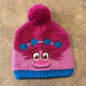 Dreamworks- Trolls Poppy Pink and Blue Cozy Beanie with Pom Pom, Toddler 2T